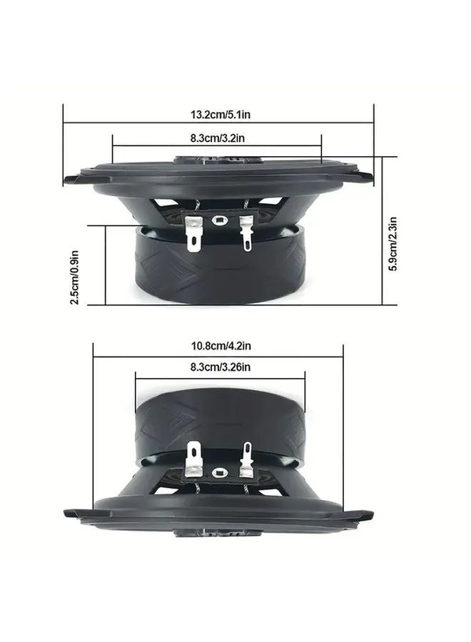Black 5 Inch 500W 4 Way Car Coaxial Speaker Pair Full Range Stereo Audio Subwoofer - Image 2